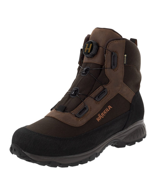 Dark Brown Coloured Harkila Atammik GTX Waterproof Boots on white background #colour_dark-brown