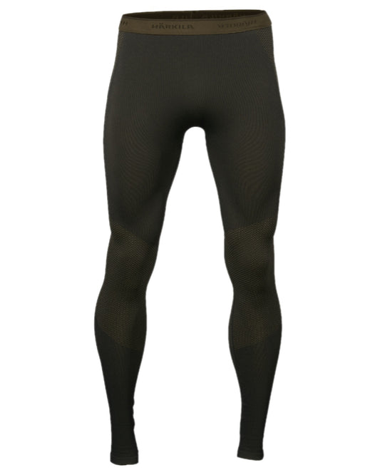 Dark Willow Green Coloured Harkila Base Active Long Johns on white background #colour_dark-willow-green