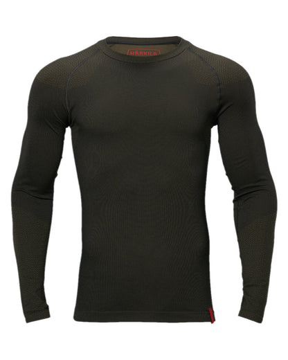 Dark Willow Green Coloured Harkila Base Active Long Sleeve O-Neck on white background #colour_dark-willow-green