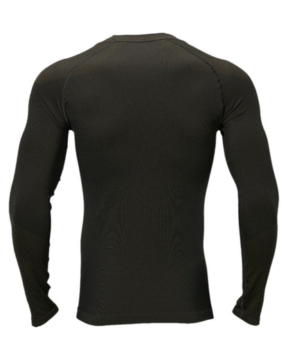 Dark Willow Green Coloured Harkila Base Active Long Sleeve O-Neck on white background #colour_dark-willow-green