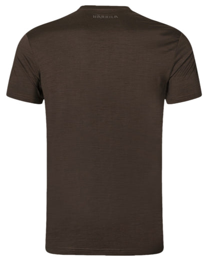 Shadow Brown Coloured Harkila Base All Season Short Sleeve T-Shirt on white background #colour_shadow-brown