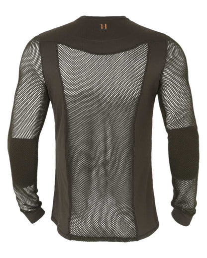 Shadow Brown Coloured Harkila Base Mesh Crew Neck on white background #colour_shadow-brown