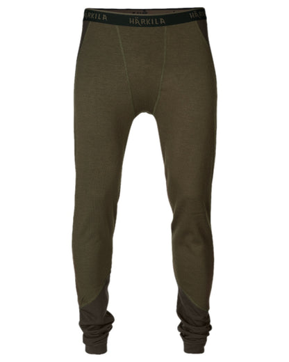 Willow Green Shadow Brown Coloured Harkila Base Warm Long Johns on white background #colour_willow-green-shadow-brown