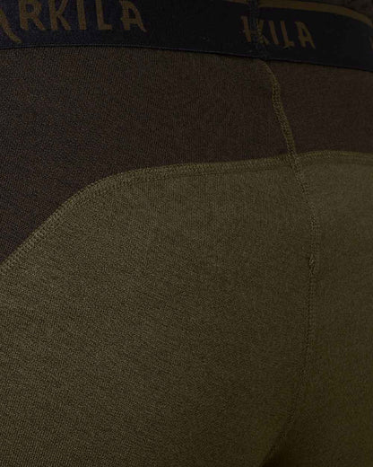 Willow Green Shadow Brown Coloured Harkila Base Warm Long Johns on white background #colour_willow-green-shadow-brown