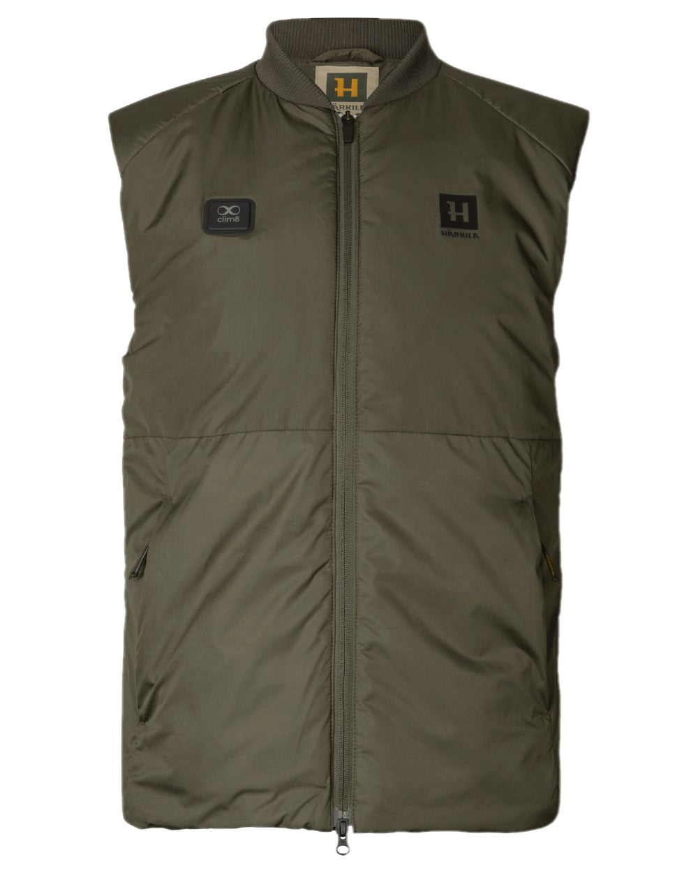 Willow Green Coloured Harkila Clim8 Base Waistcoat on white background #colour_willow-green