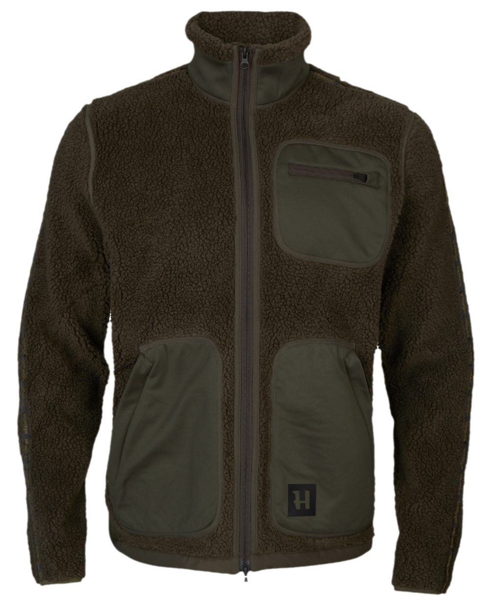 Shadow Grey Willow Green Coloured Harkila Rurik Teddy Fleece on white background #colour_shadow-grey-willow-green