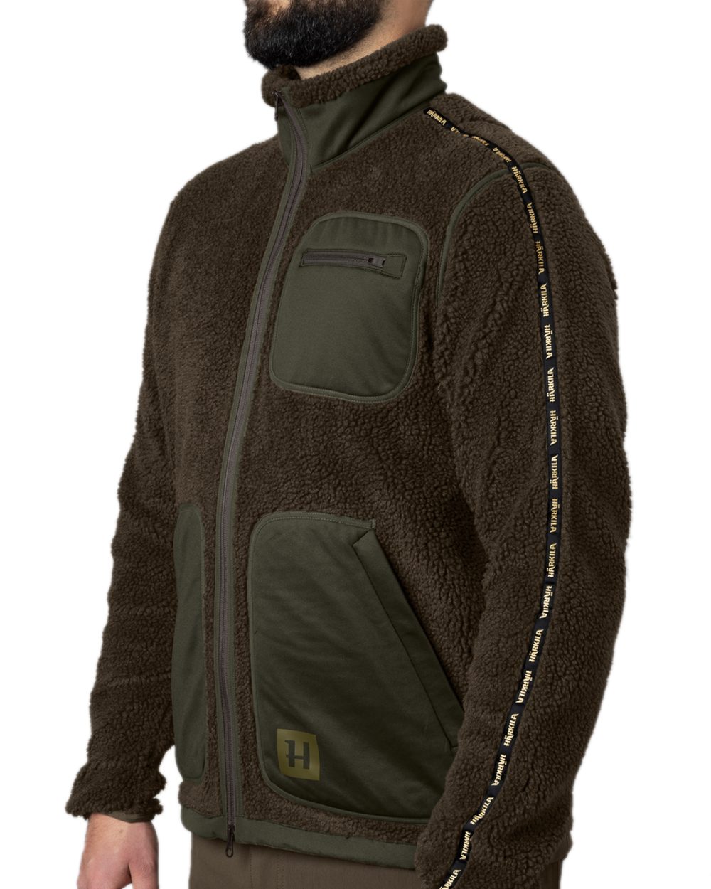 Shadow Grey Willow Green Coloured Harkila Rurik Teddy Fleece on white background #colour_shadow-grey-willow-green