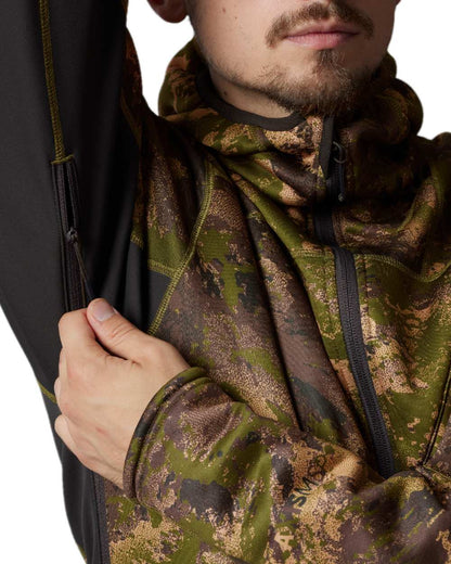 AXIS Forest Coloured Harkila Deer Stalker Camo Fleece Hoodie on white background #colour_axis-forest