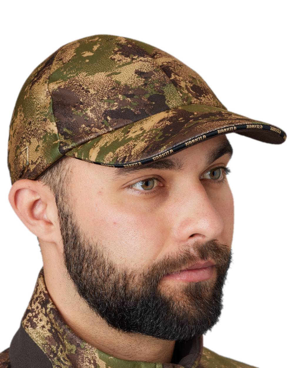 AXIS Forest Coloured Harkila Deer Stalker Camo HWS Cap on white background #colour_axis-forest