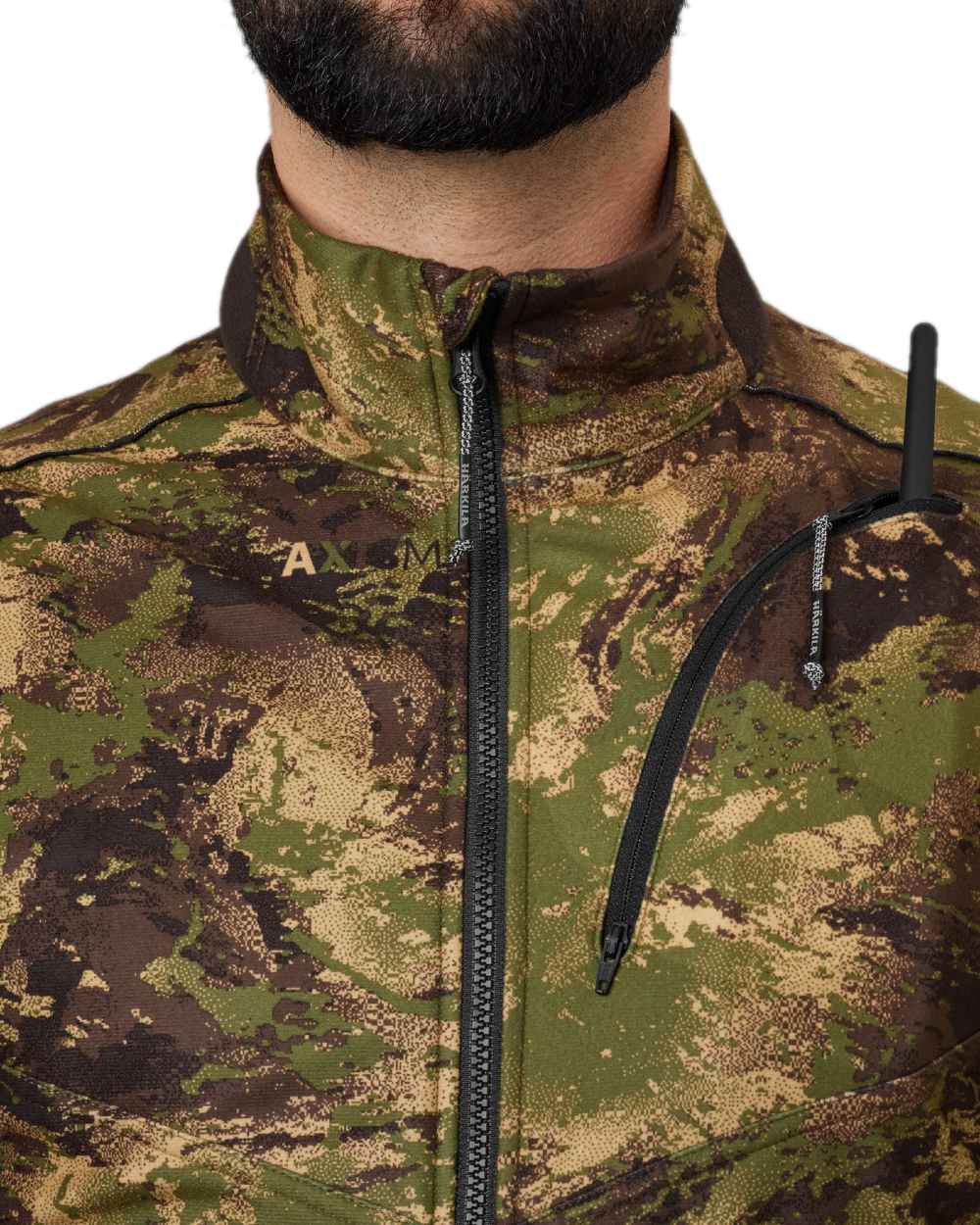 AXIS Forest Coloured Harkila Deer Stalker Camo WSP Fleece Jacket on white background #colour_axis-forest
