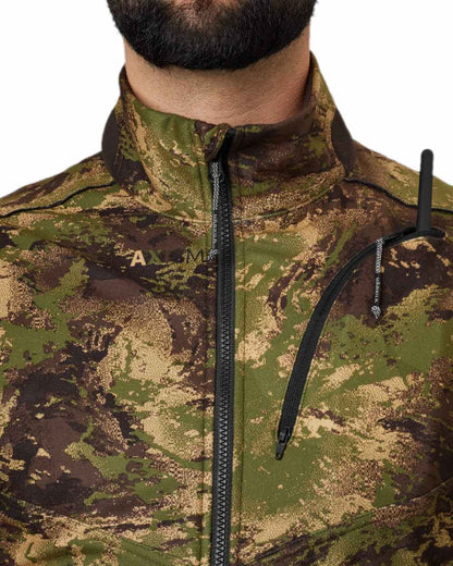 AXIS Forest Coloured Harkila Deer Stalker Camo WSP Fleece Jacket on white background #colour_axis-forest