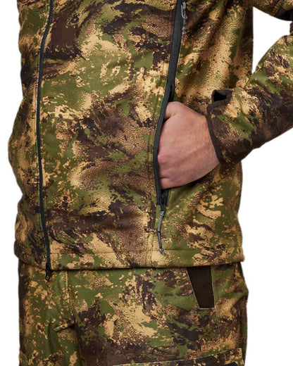AXIS Forest Coloured Harkila Deer Stalker Camo WSP Fleece Jacket on white background #colour_axis-forest
