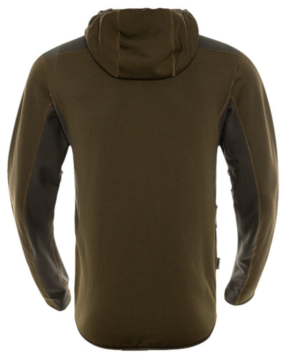 Willow Green Shadow Brown Coloured Harkila Deer Stalker Fleece Hoodie on white background #colour_willow-green-shadow-brown