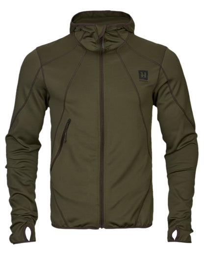 Willow Green Coloured Harkila Deer Stalker Full Zip Fleece Hoodie on white background #colour_willow-green