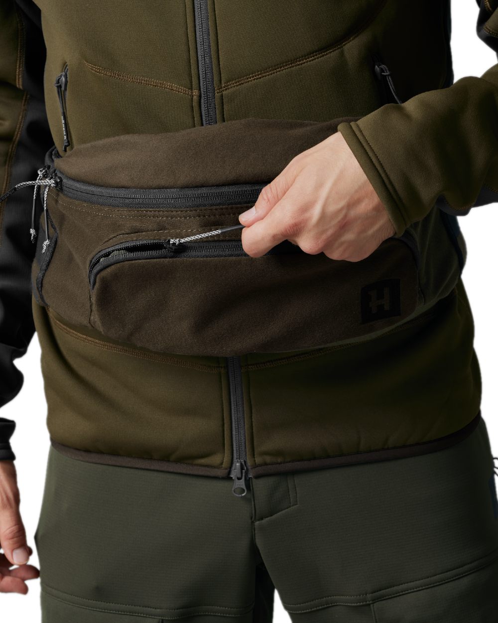 Willow Green Coloured Harkila Deer Stalker Waist Pack on white background #colour_willow-green