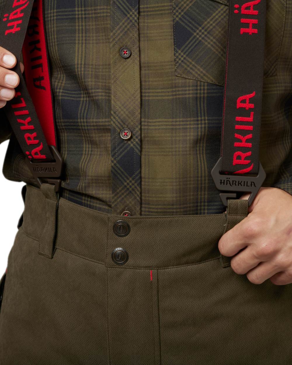 Willow Green Coloured Harkila Driven Hunt HWS Insulated Trousers on white background #colour_willow-green
