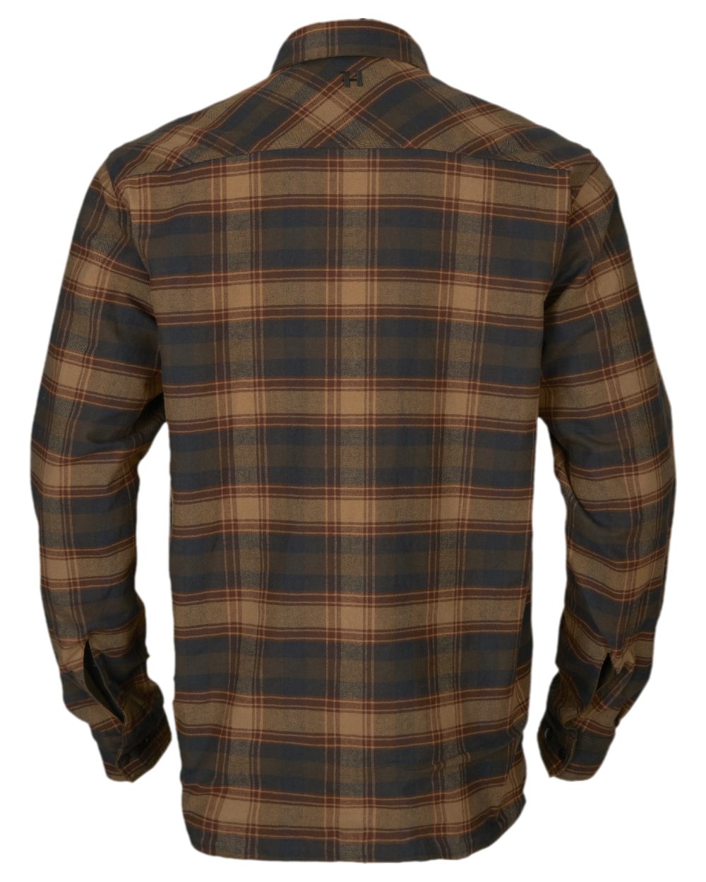 Dark Warm Olive Burgundy Coloured Harkila Eirik Reversible Shirt Jacket on white background #colour_dark-warm-olive-burgundy