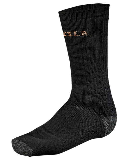 Black Coloured Harkila Expedition Sock on white background #colour_black