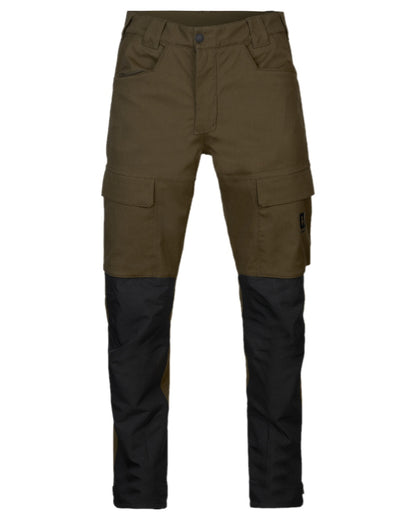 Hunting Green Coloured Harkila Finnmark HWS Trousers on white background #colour_hunting-green