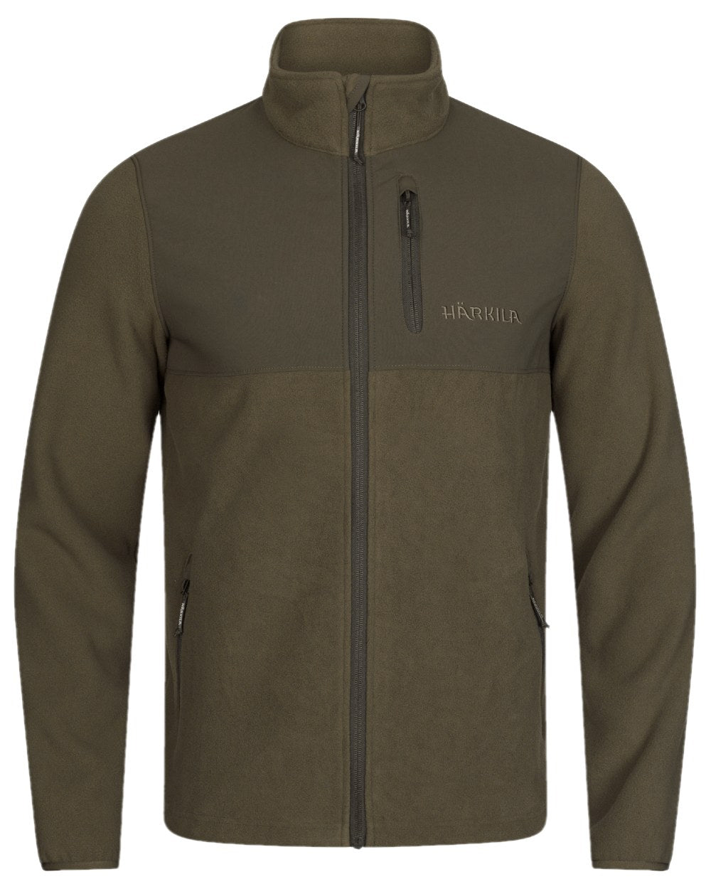 Light Willow Green Coloured Harkila Fjell Fleece Jacket on white background #colour_light-willow-green