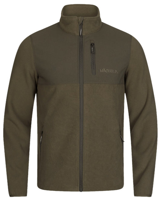 Light Willow Green Coloured Harkila Fjell Fleece Jacket on white background #colour_light-willow-green