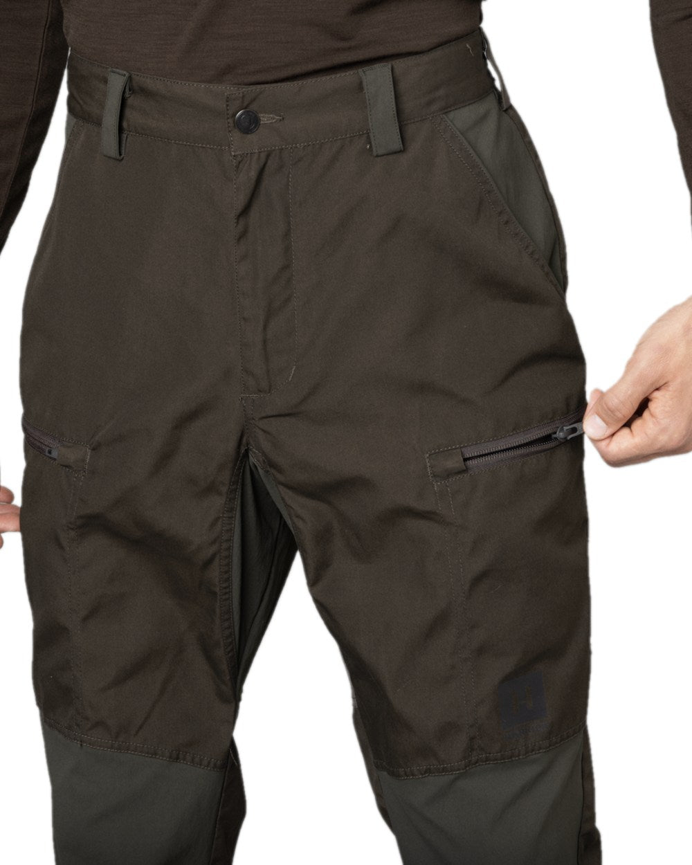 Shadow Brown Shadow Grey Coloured Harkila Fjell Trousers on white background #colour_shadow-brown-shadow-grey
