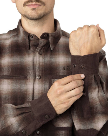 Burgundy Coloured Harkila Folke Shirt Jacket on white background #colour_burgundy