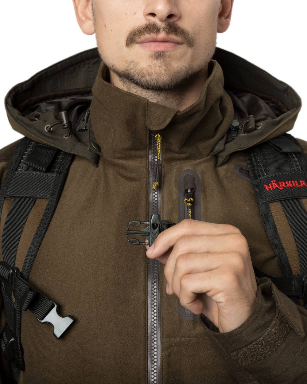 Hunting Green Coloured Harkila Forest Hunter Backpack on white background #colour_hunting-green