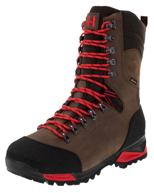 Dark Brown Coloured Harkila Forest Hunter Hi GTX Boots on white background #colour_dark-brown