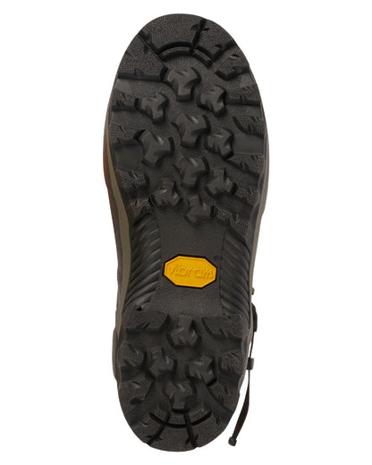 Willow Green Deep Brown Coloured Harkila Forester Zip Rubber Boot on white background #colour_willow-green-deep-brown