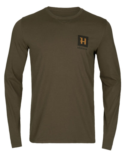 Willow Green Coloured Harkila Gorm Long Sleeve T-Shirt on white background #colour_willow-green