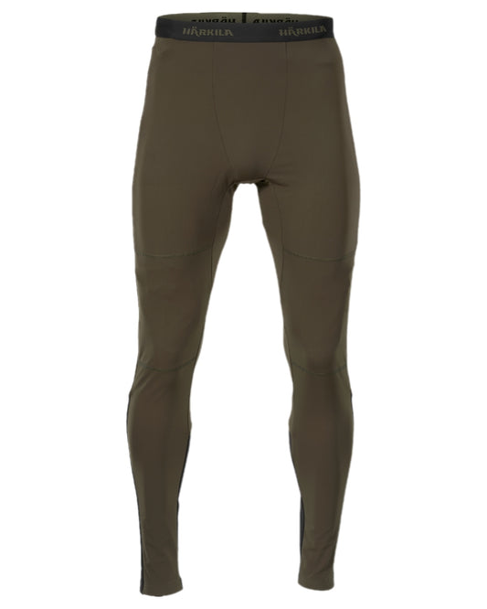 Willow Green Black Coloured Harkila Heat Long Johns on white background #colour_willow-green-black