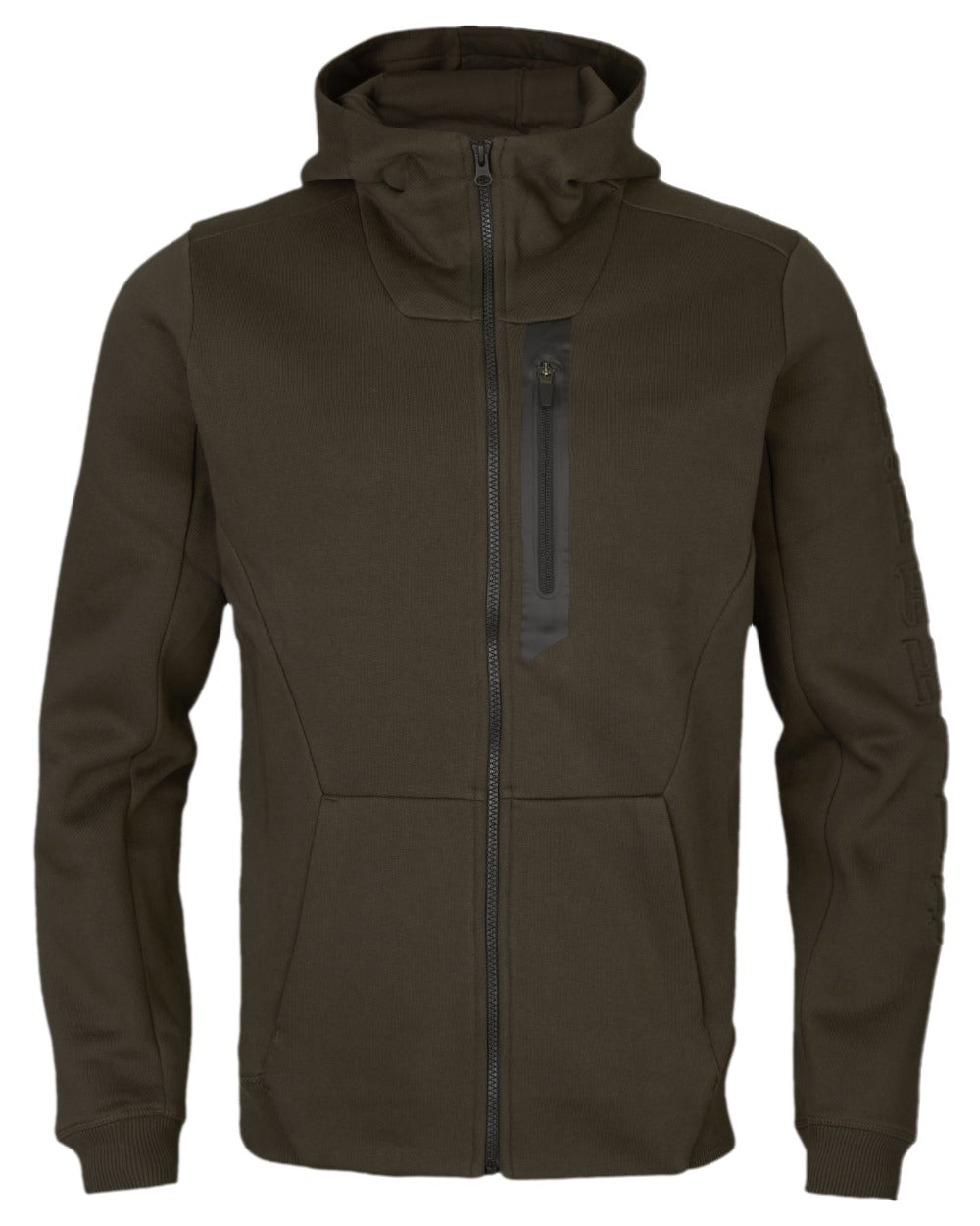 Shadow Brown Coloured Harkila Hoodie on white background #colour_shadow-brown