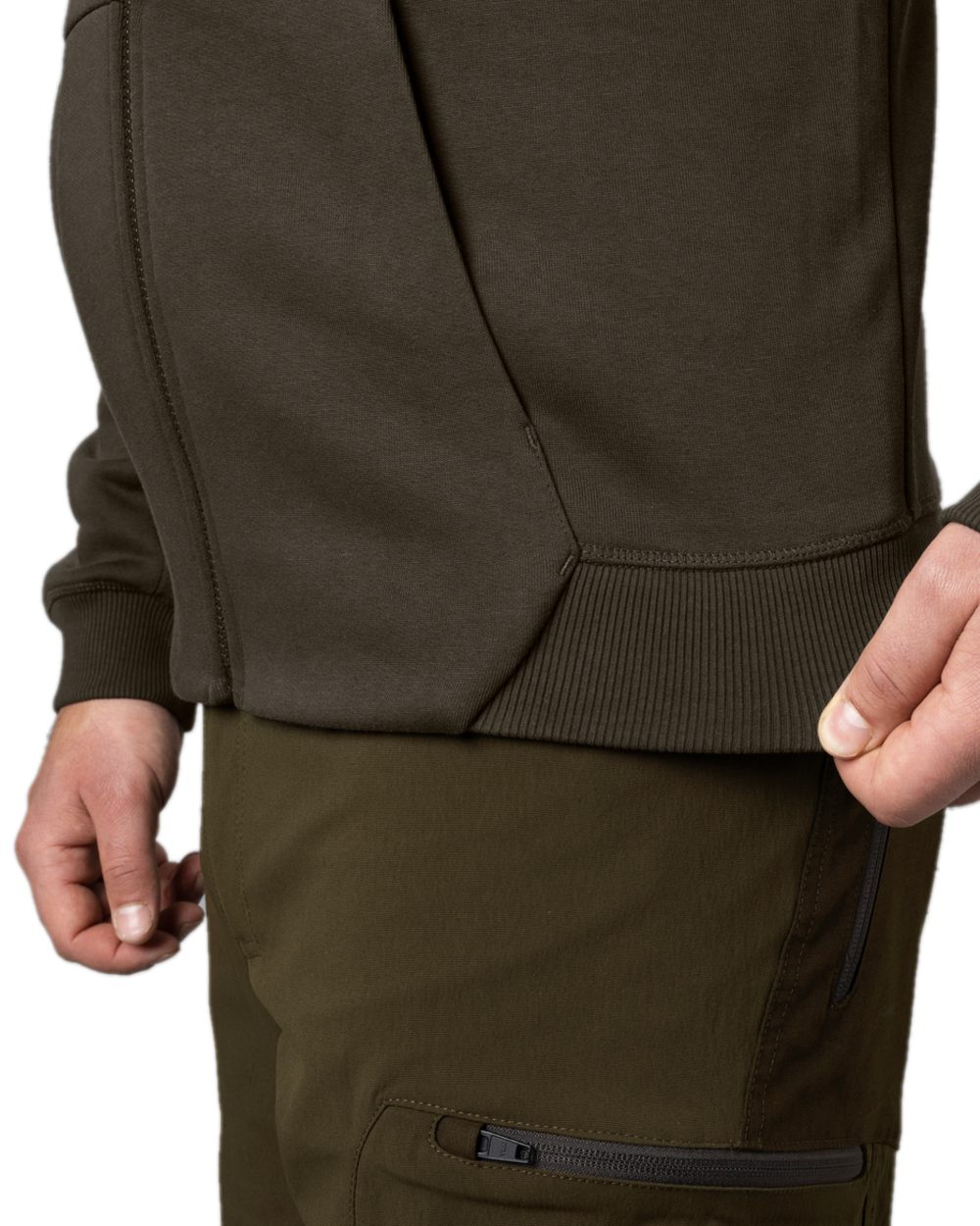 Shadow Brown Coloured Harkila Hoodie on white background #colour_shadow-brown