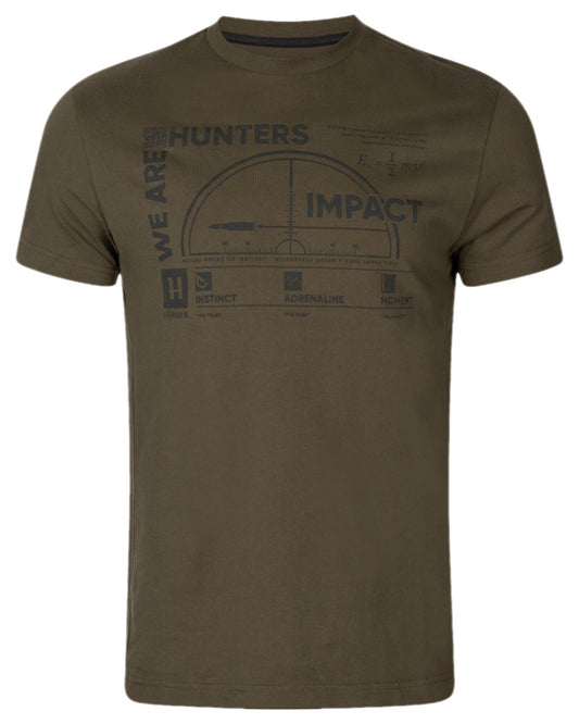Willow Green Coloured Harkila Impact Short Sleeve T-Shirt on white background #colour_willow-green