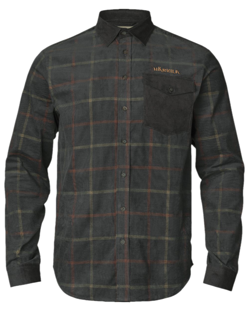 Phantom Coloured Harkila Kaldfjord Corduroy Check Shirt on white background #colour_phantom