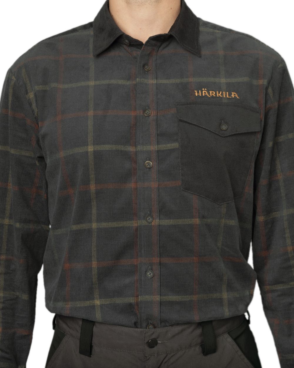 Phantom Coloured Harkila Kaldfjord Corduroy Check Shirt on white background #colour_phantom