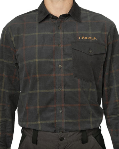 Phantom Coloured Harkila Kaldfjord Corduroy Check Shirt on white background #colour_phantom