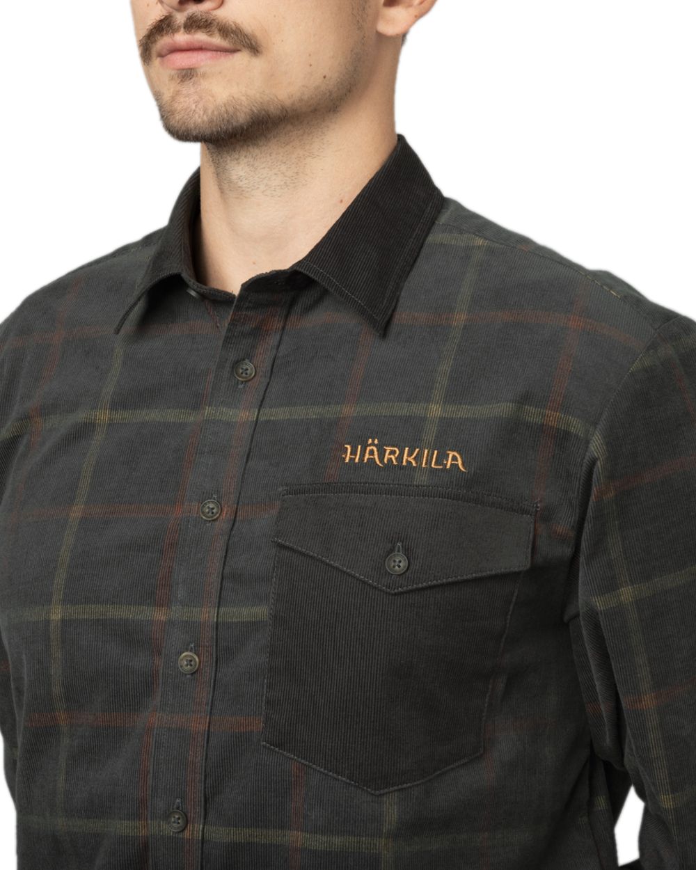 Phantom Coloured Harkila Kaldfjord Corduroy Check Shirt on white background #colour_phantom