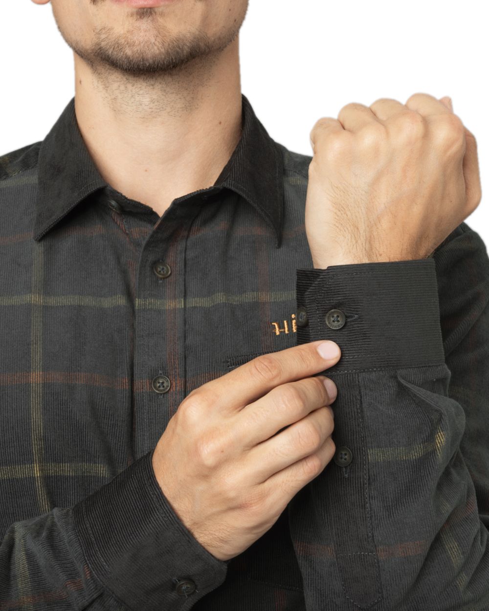 Phantom Coloured Harkila Kaldfjord Corduroy Check Shirt on white background #colour_phantom