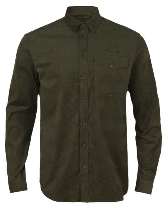 Willow Green Coloured Harkila Kaldfjord Corduroy Shirt on white background #colour_willow-green