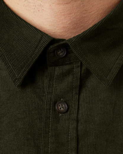 Willow Green Coloured Harkila Kaldfjord Corduroy Shirt on white background #colour_willow-green