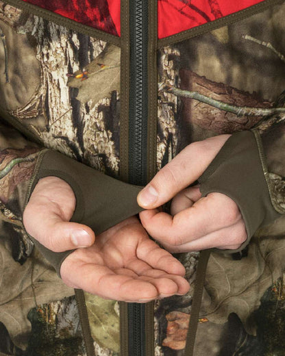 Hunting Green Mossy Oak Break-up Country Coloured Harkila Kamko Camo Reversible WSP Jacket on white background #colour_hunting-green-mossy-oak-break-up-country