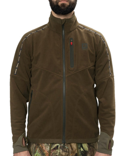 Hunting Green Mossy Oak Break-up Country Coloured Harkila Kamko Camo Reversible WSP Jacket on white background #colour_hunting-green-mossy-oak-break-up-country