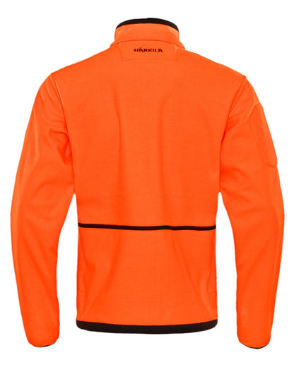 Hunting Green Orange Blaze Coloured Harkila Kamko Fleece on white background #colour_hunting-green-orange-blaze
