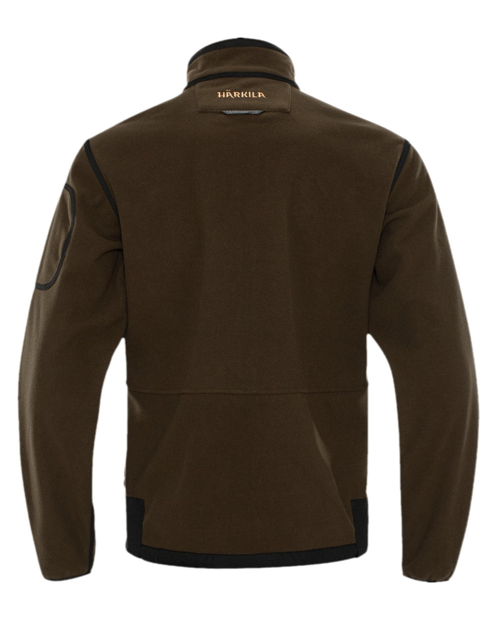 Hunting Green Orange Blaze Coloured Harkila Kamko Fleece on white background #colour_hunting-green-orange-blaze