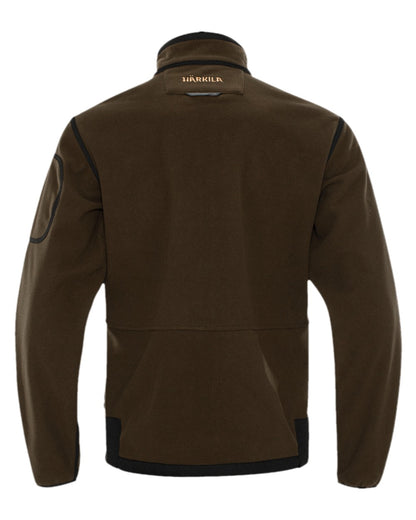 Hunting Green Orange Blaze Coloured Harkila Kamko Fleece on white background #colour_hunting-green-orange-blaze