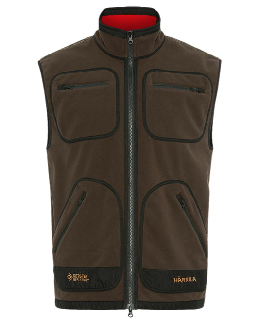 Brown Red Coloured Harkila Kamko Fleece Waistcoat on white background #colour_brown-red