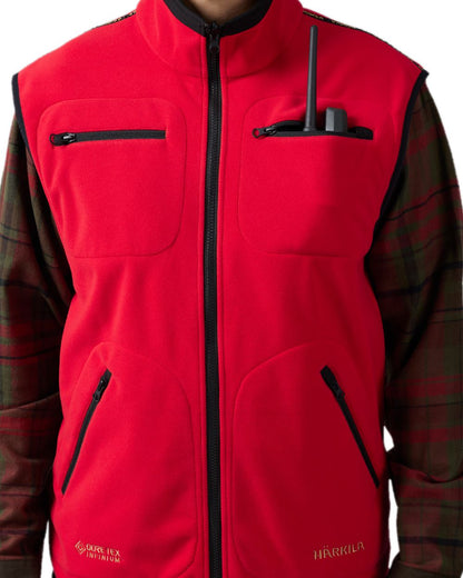 Brown Red Coloured Harkila Kamko Fleece Waistcoat on white background #colour_brown-red