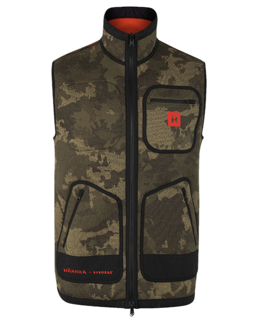 AXIS Limited Edition Orange Coloured Harkila Kamko Pro Edition Reversible Hi-Vis Waistcoat on white background #colour_axis-limited-edition-orange